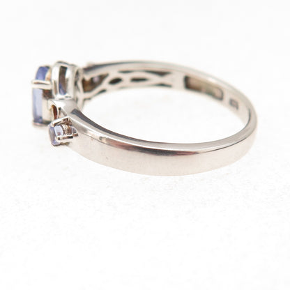 Chuck Clemency 925 Sterling Silver Real Tanzanite Heart Knot Ring Size 8.25