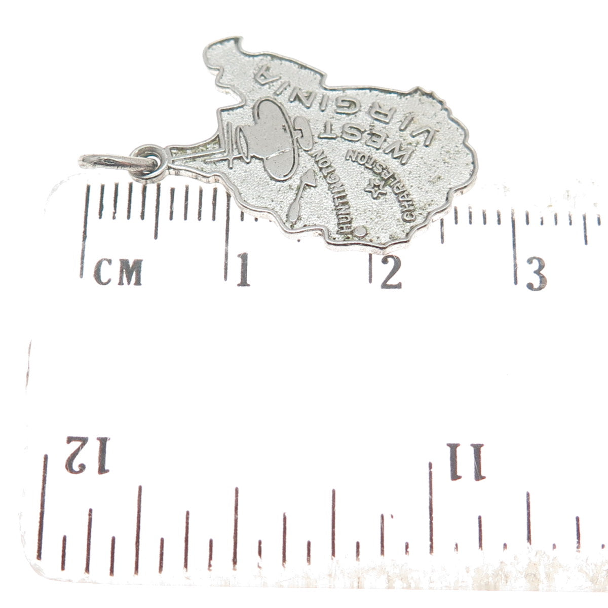 WELLS 925 Sterling Silver Vintage West Virginia Mountain State Map Charm Pendant