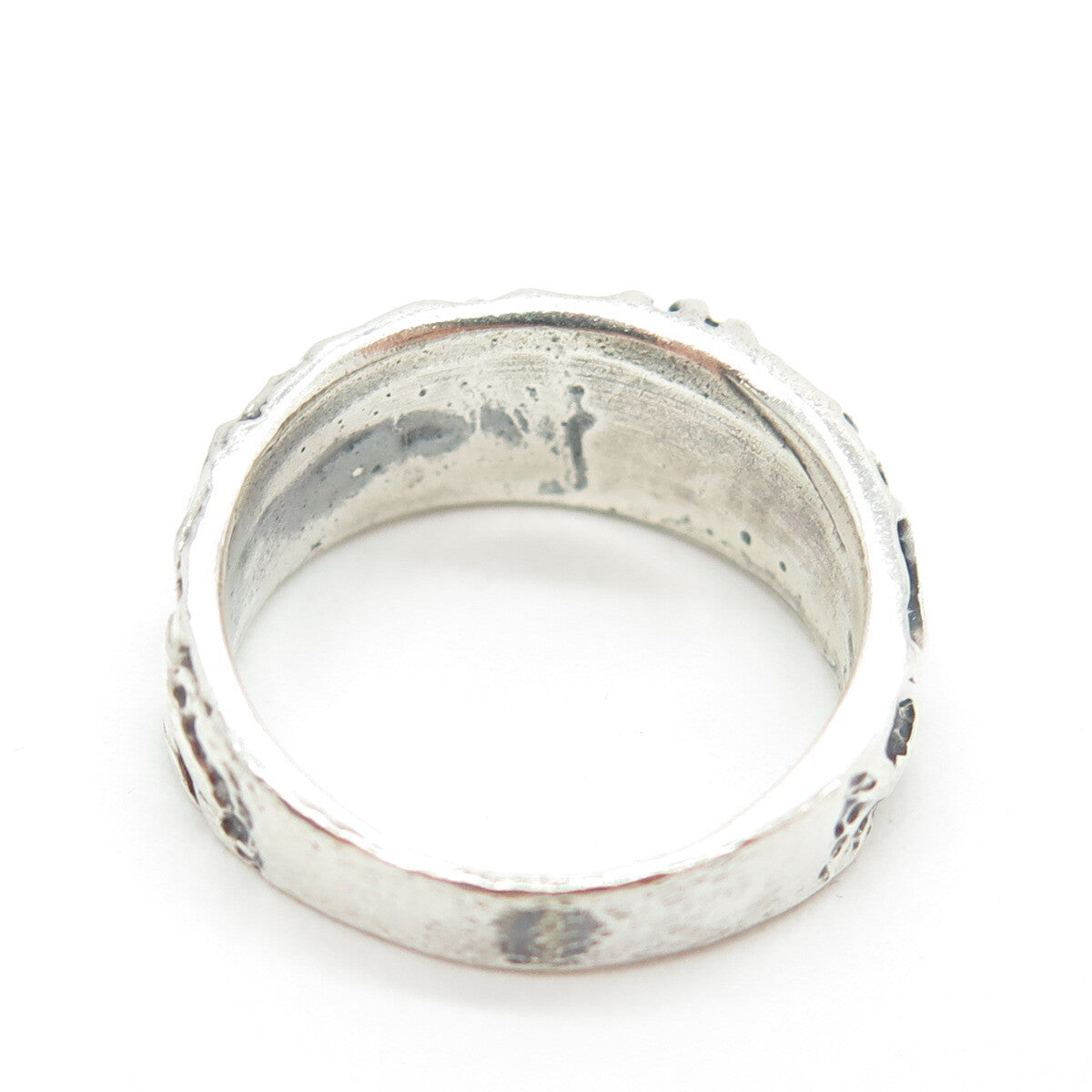 925 Sterling Silver Vintage EFS Mexico Modernist Oxidized Ring Size 6.25