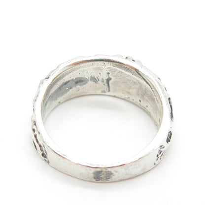 925 Sterling Silver Vintage EFS Mexico Modernist Oxidized Ring Size 6.25