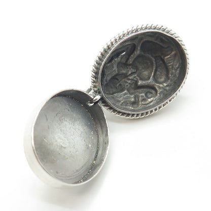 925 Sterling Silver Vintage Ganesha Hindu Goddess Locket Pendant