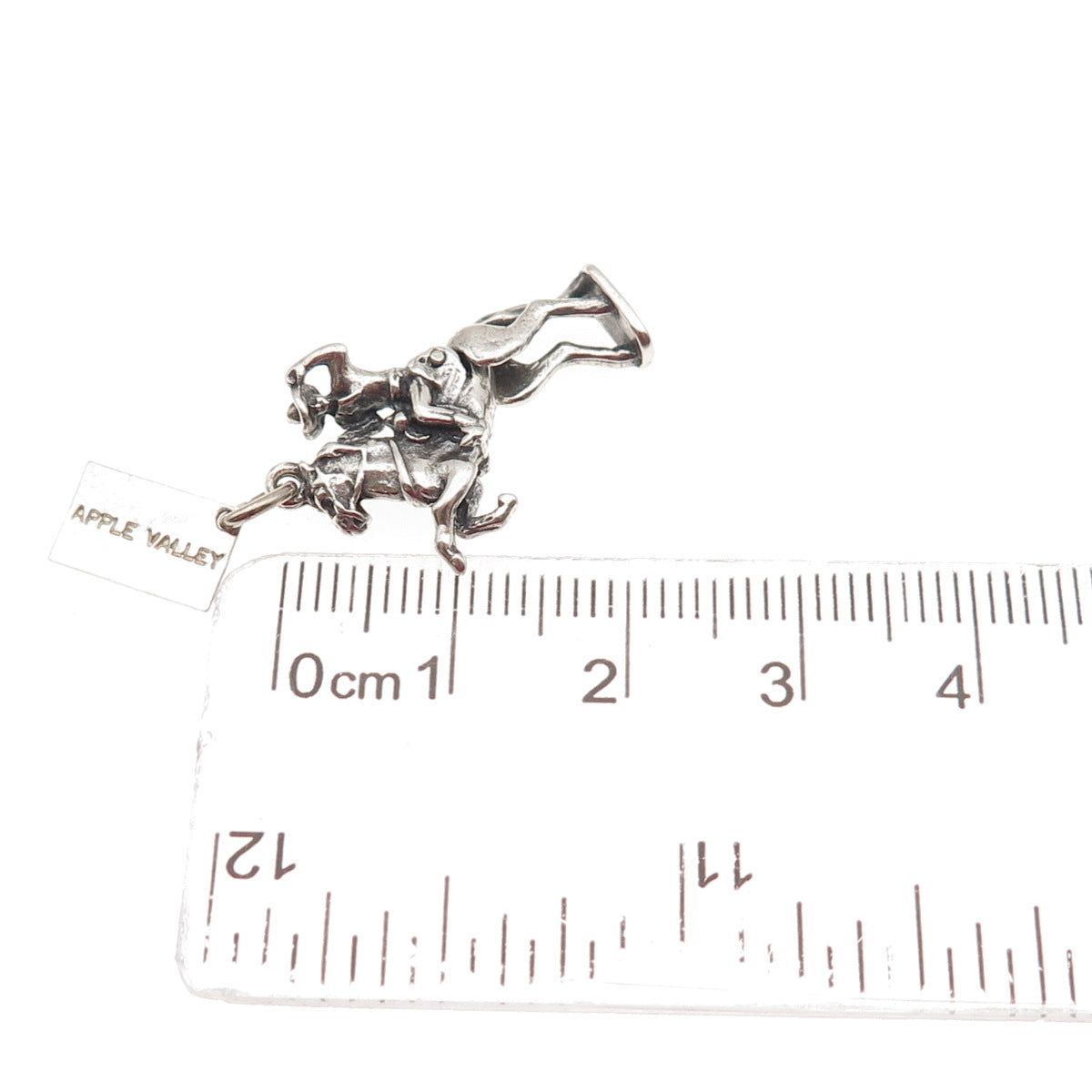 Bell Trading Post Sterling Silver Vintage Cowboy Apple Valley 3D Mini Pendant