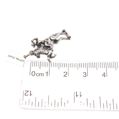 Bell Trading Post Sterling Silver Vintage Cowboy Apple Valley 3D Mini Pendant