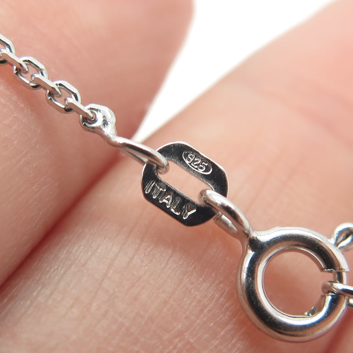 925 Sterling Silver Italy C Z Cross Pendant Cable Chain Necklace 16"