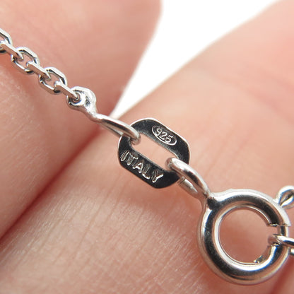 925 Sterling Silver Italy C Z Cross Pendant Cable Chain Necklace 16"