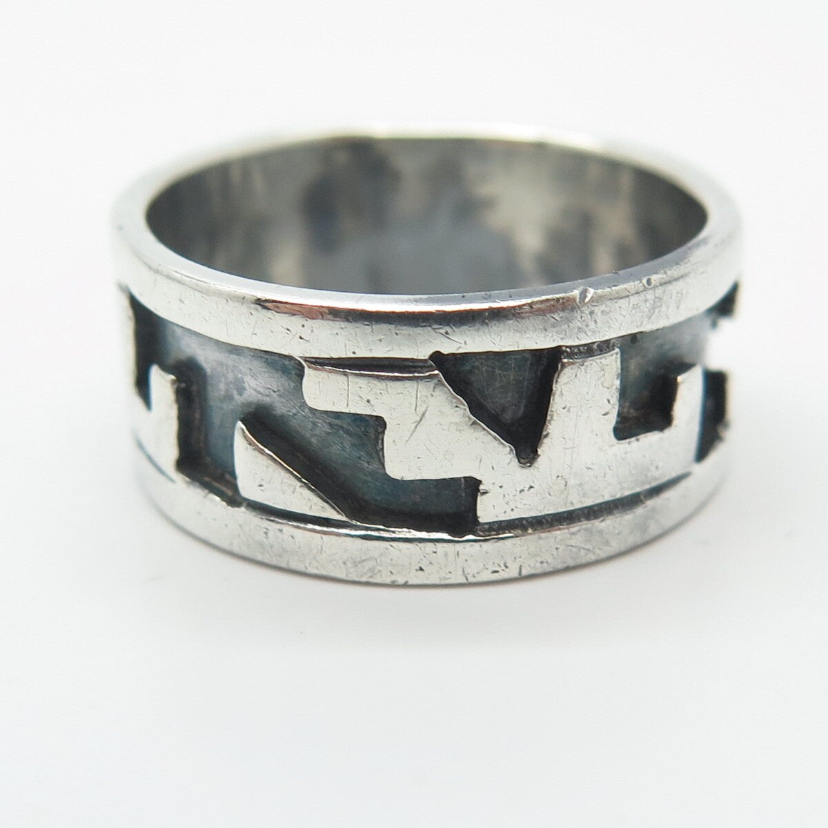 925 Sterling Silver Vintage Mexico Maze Band Ring Size 7.75