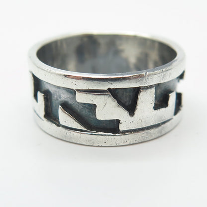 925 Sterling Silver Vintage Mexico Maze Band Ring Size 7.75