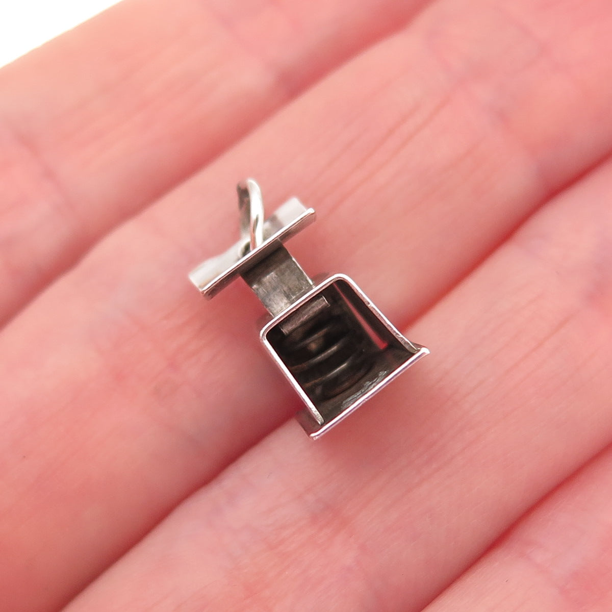 HofC 925 Sterling Silver Antique Art Deco Scale Movable 3D Mini Charm Pendant