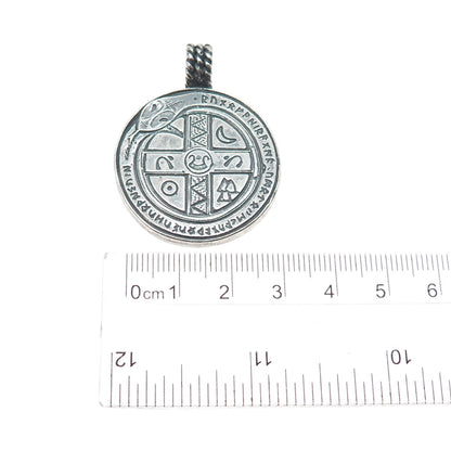 ALEN OLI 925 Sterling Silver Vintage Viking Snake Amulet Oxidized Pendant