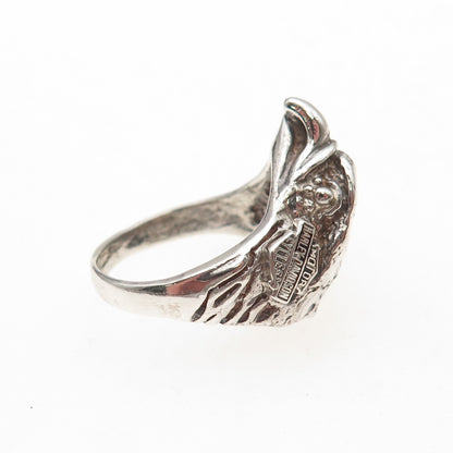 Harley-Davidson 925 Sterling Silver Vintage Eagle Oxidized Ring Size 6.75