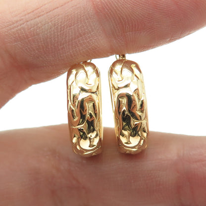 925 Sterling Silver Gold Plated Ornate Hoop Earrings
