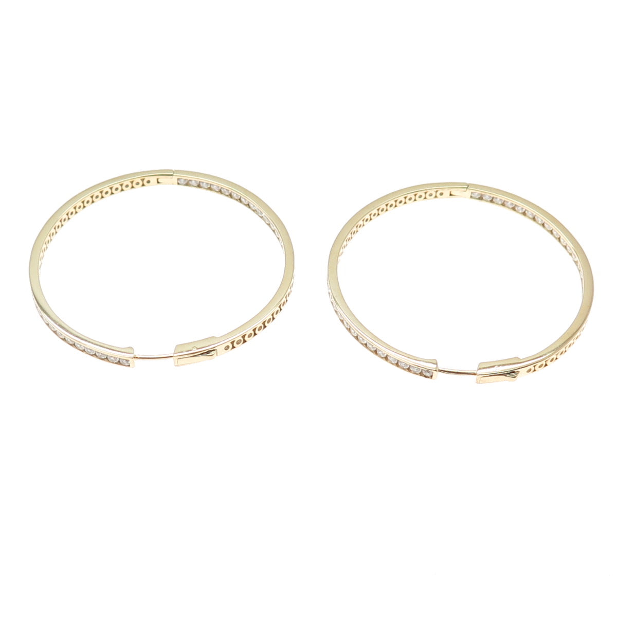 KLEO 925 Sterling Silver Gold Plated Round-Cut C Z In & Out Large Hoop Earrings