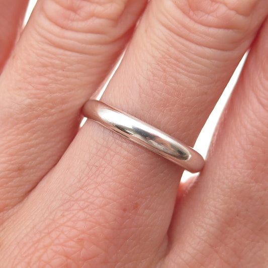 925 Sterling Silver Vintage Mexico Classic Wedding Band Ring Size 8