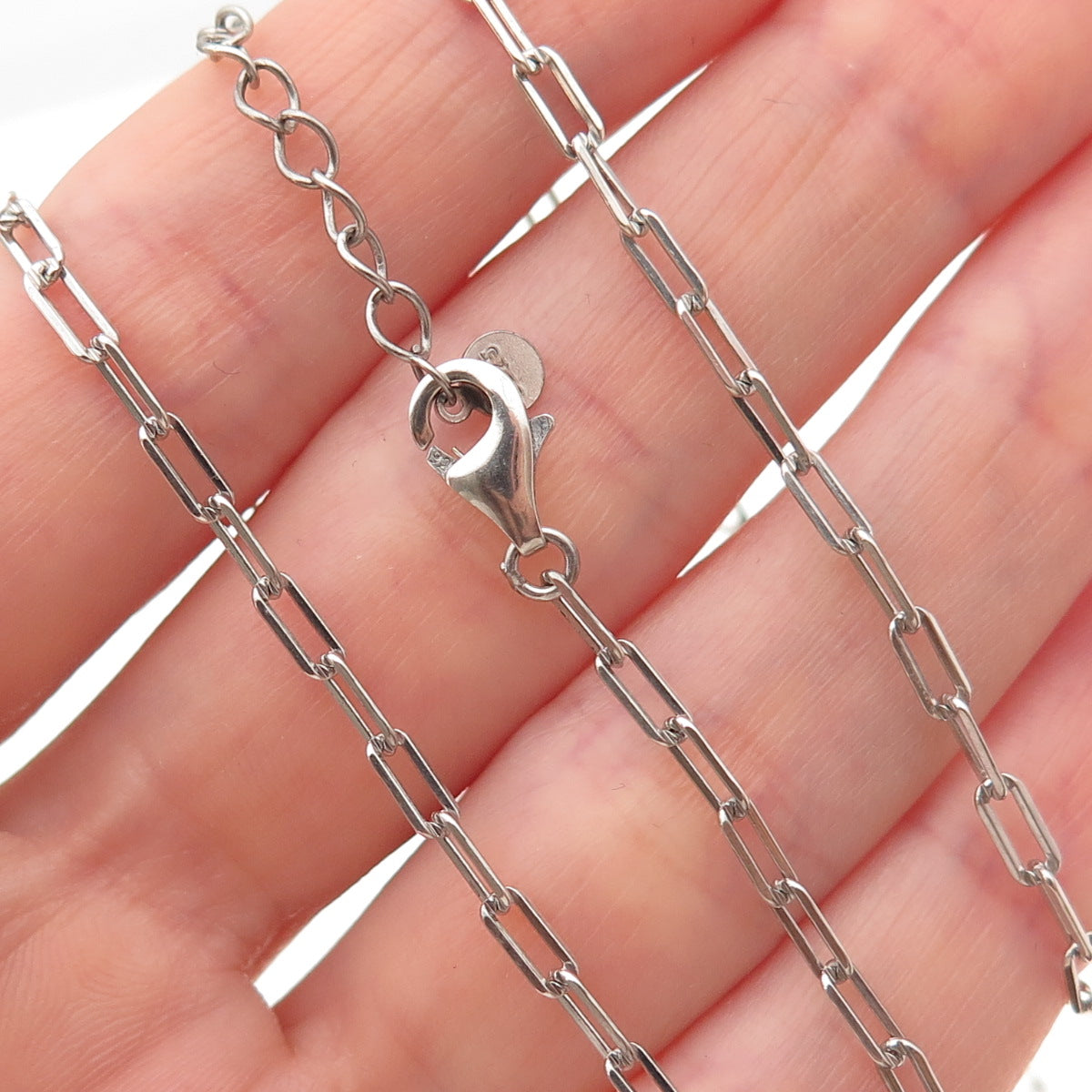 925 Sterling Silver Paperclip Chain Necklace 20-22"