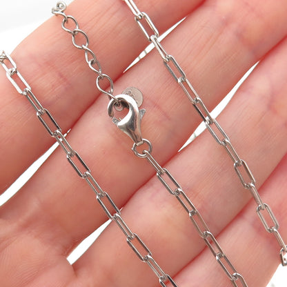 925 Sterling Silver Paperclip Chain Necklace 20-22"