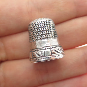 KETCHAM & MCDOUGALL 925 Sterling Silver Antique Engraved Sewing Thimble Size 8