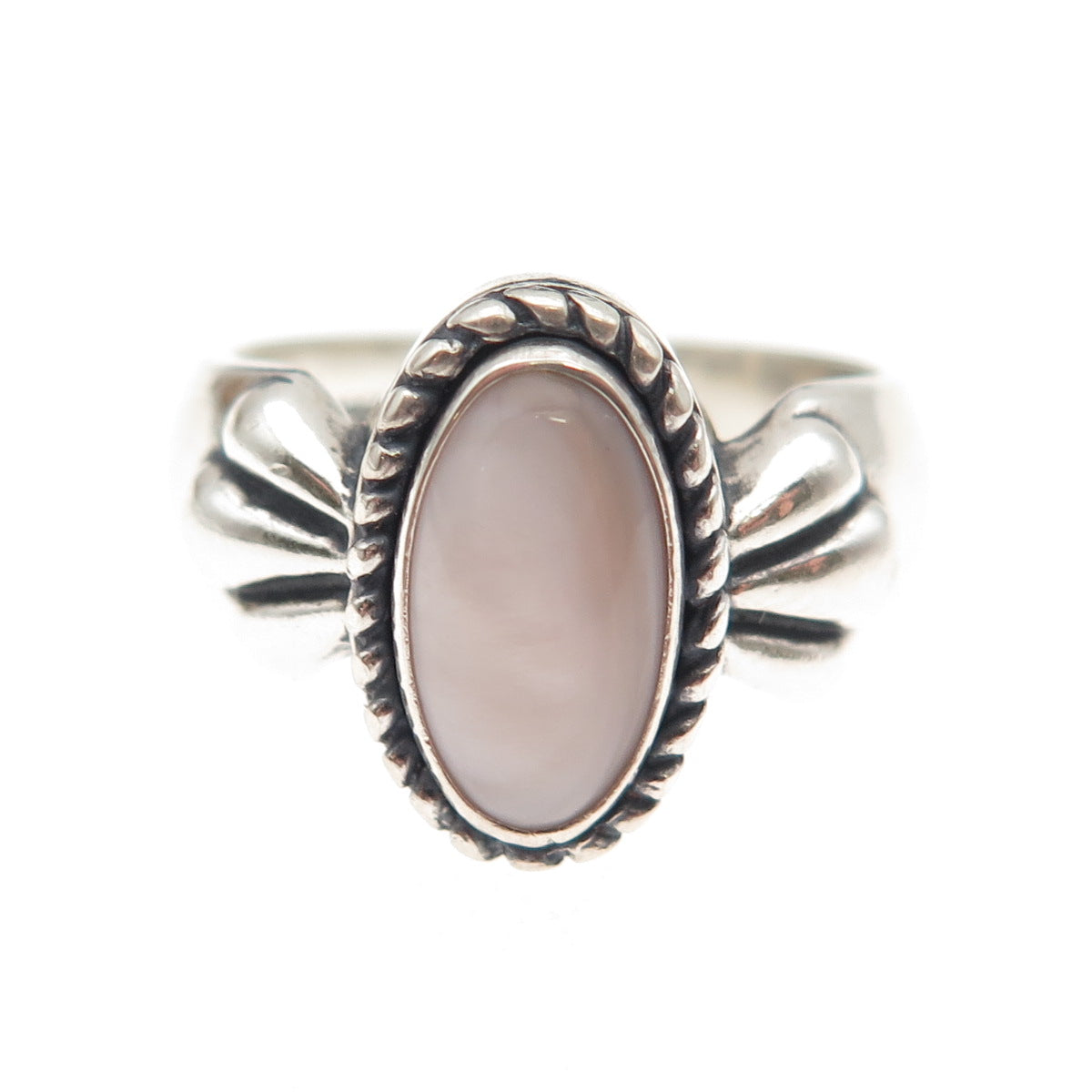 Carolyn Pollack 925 Sterling Silver Vintage Real MOP Oxidized Ring Size 8.25