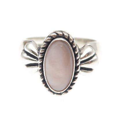 Carolyn Pollack 925 Sterling Silver Vintage Real MOP Oxidized Ring Size 8.25