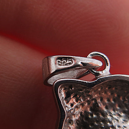 925 Sterling Silver Real Round-Cut Black Spinel Dolphin Charm Pendant