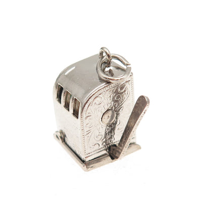 Crea Sterling Silver Antique Art Deco Slot Machine Casino 3D Mini Charm Pendant