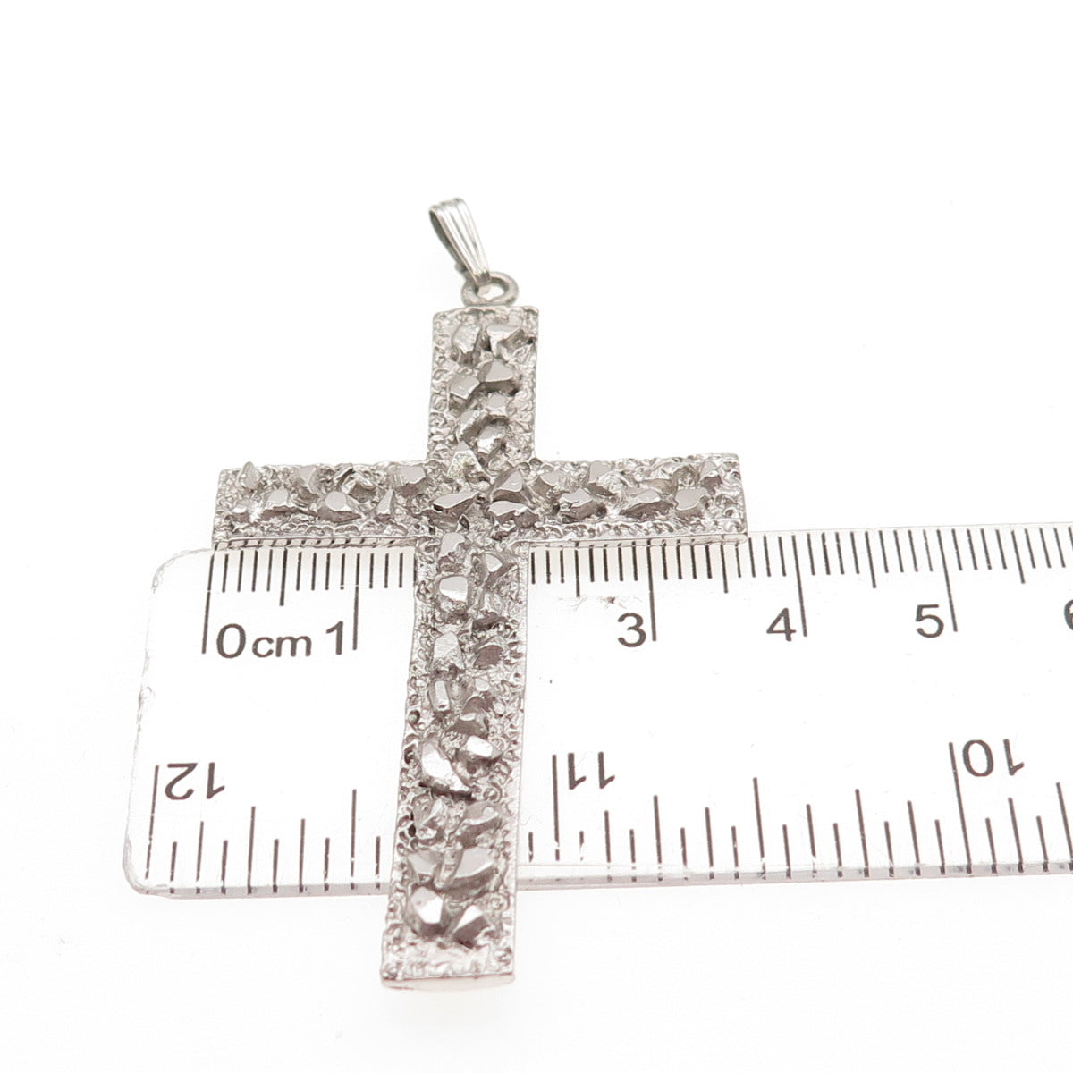 925 Sterling Silver Vintage Nugget Cross Pendant