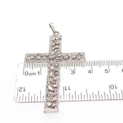 925 Sterling Silver Vintage Nugget Cross Pendant