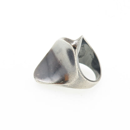 925 Sterling Silver Vintage Modernist Petal Oxidized Ring Size 6.5