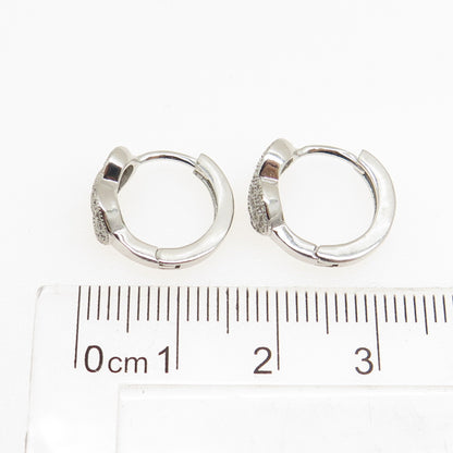 925 Sterling Silver Round-Cut C Z Knot Hoop Earrings