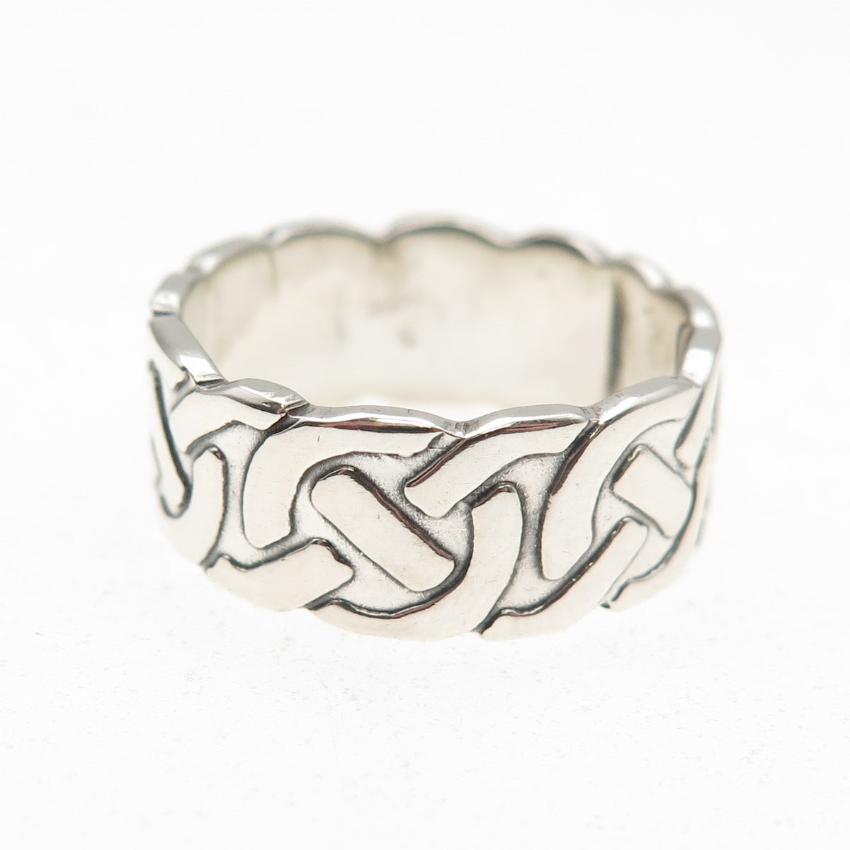 925 Sterling Silver Vintage Celtic Knot Band Ring Size 8.25