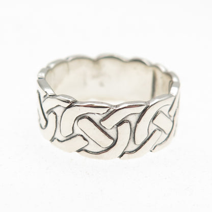 925 Sterling Silver Vintage Celtic Knot Band Ring Size 8.25