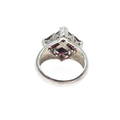 925 Sterling Silver Vintage SCBS Real Asscher-Cut Tourmaline Ring Size 7