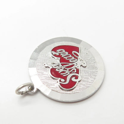 925 Sterling Silver Vintage Griffith & Sons Co Enamel Sweet Heart Charm Pendant