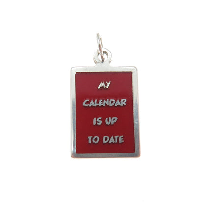 925 Sterling Silver Enamel My Calendar Is Up To Date Minimalist Charm Pendant