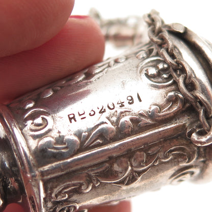 Henry Matthews 925 Sterling Silver Antique 1900 Birmingham Chatelaine Chain Fob