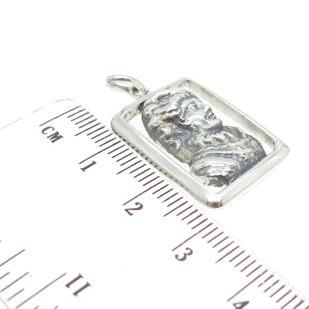 925 Sterling Silver Vintage Victorian Lady Oxidized Pendant
