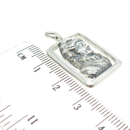 925 Sterling Silver Vintage Victorian Lady Oxidized Pendant