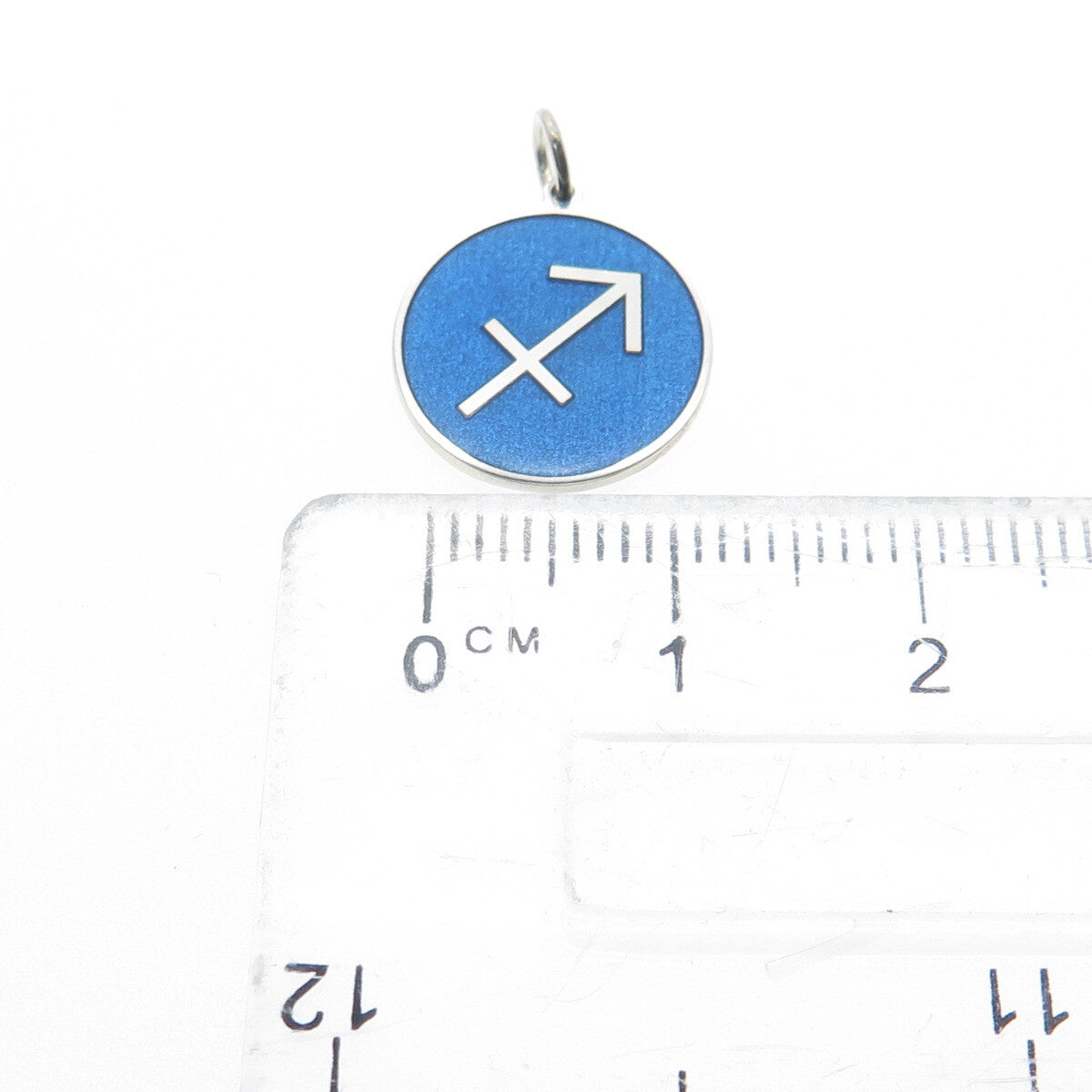 925 Sterling Silver Blue Enamel Sagittarius Zodiac Sign Minimalist Charm Pendant
