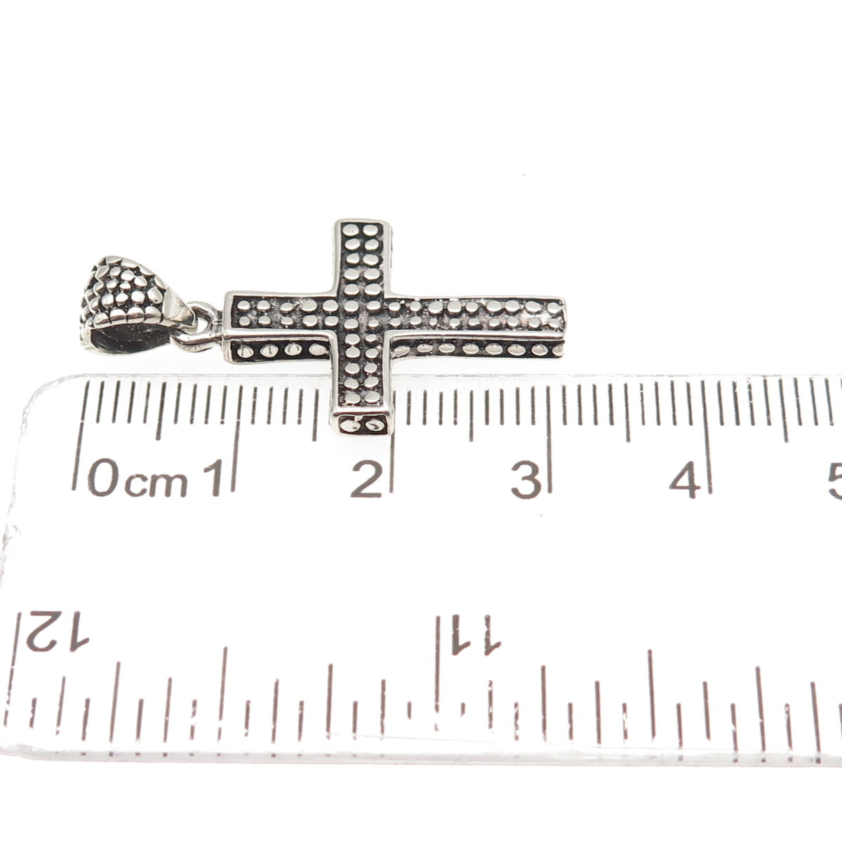 925 Sterling Silver Vintage Dotted Cross Oxidized Charm Pendant