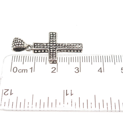 925 Sterling Silver Vintage Dotted Cross Oxidized Charm Pendant