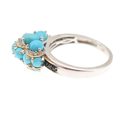 Chuck Clemency 925 Sterling Silver Real Turquoise Spinel White Topaz Ring Size 8