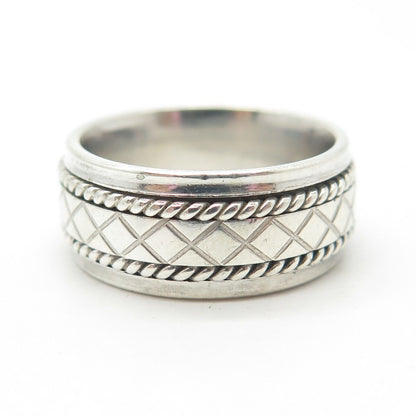 925 Sterling Silver Vintage DGS Turkey Hand Braided Wedding Band Ring Size 8.25