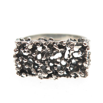 Ostby & Barton 925 Sterling Silver Vintage Modernist Nugget Oxidized Ring Size 9
