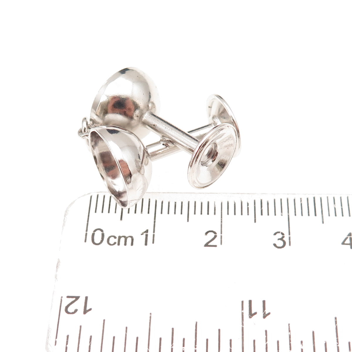 925 Sterling Silver Antique Art Deco Crossed Goblet Cups 3D Charm Pendant