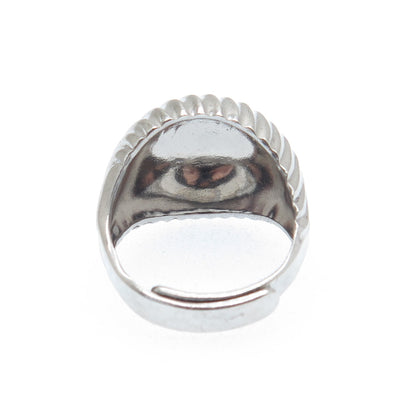 925 Sterling Silver Vintage Ribbed Dome Adjustable Ring Size 7.75