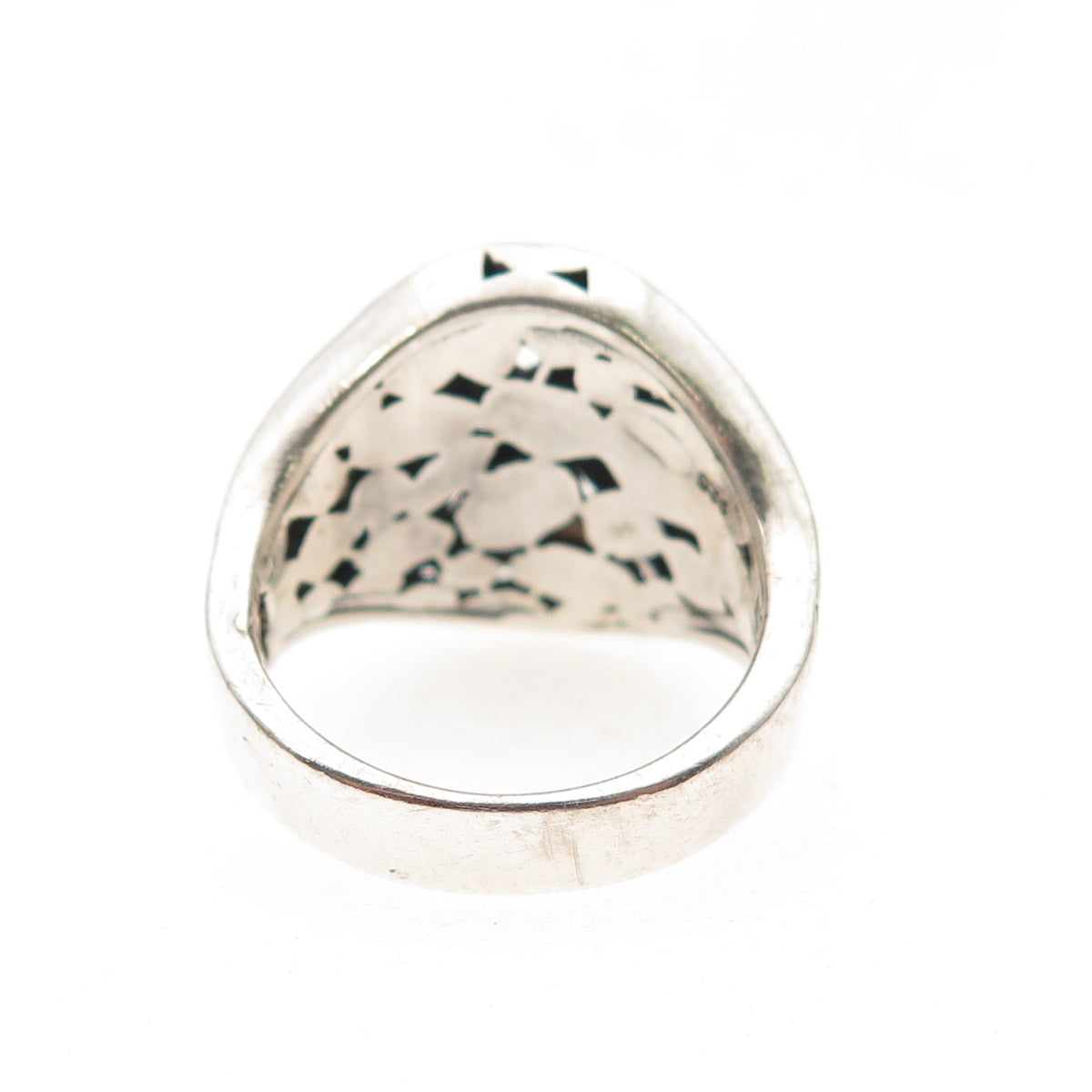 925 Sterling Silver Vintage Modernist Oxidized Ring Size 7