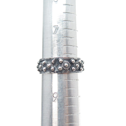 925 Sterling Silver Vintage Mexico Cannetille Band Oxidized Ring Size 8.25
