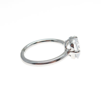 DSMK 925 Sterling Silver Cushion-Cut Shaped C Z Engagement Ring Size 7.25
