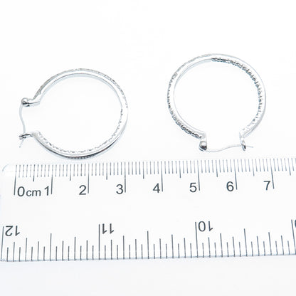 925 Sterling Silver Round-Cut C Z In & Out Hoop Earrings