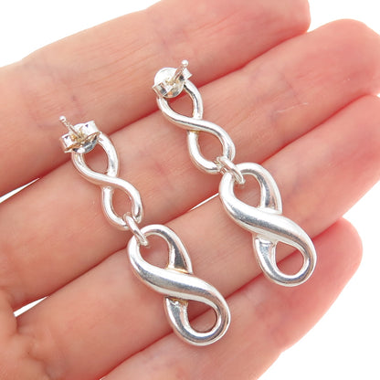 Old Stock 925 Sterling Silver Vintage Infinity Dangle Earrings