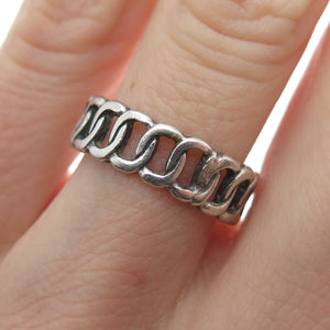 925 Sterling Silver Vintage Curb Oxidized Band Ring Size 6